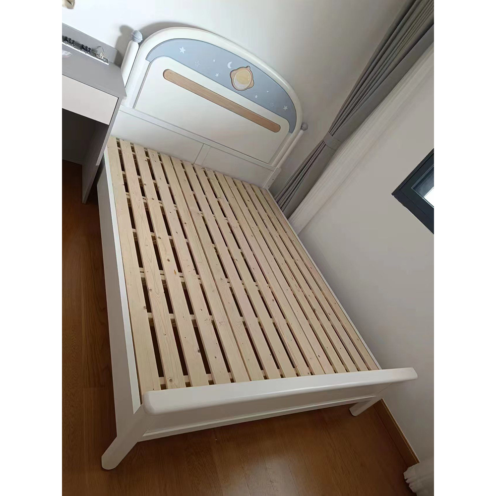 Modern Minimalist Solid Wood Bed for Teens and Children – 1.5m Single Bed in...