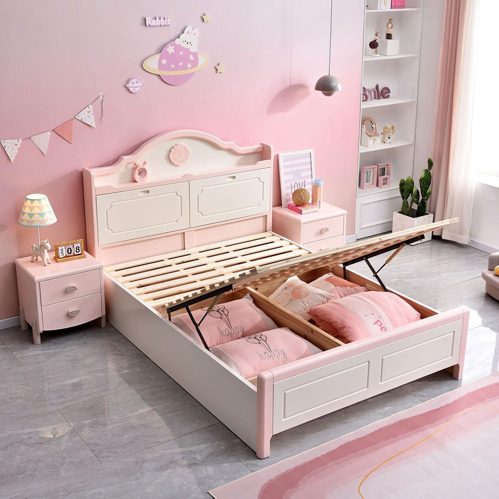Solid Wood Children’s Bed – Pink/Princess-Style Single Bed (Available in 1...