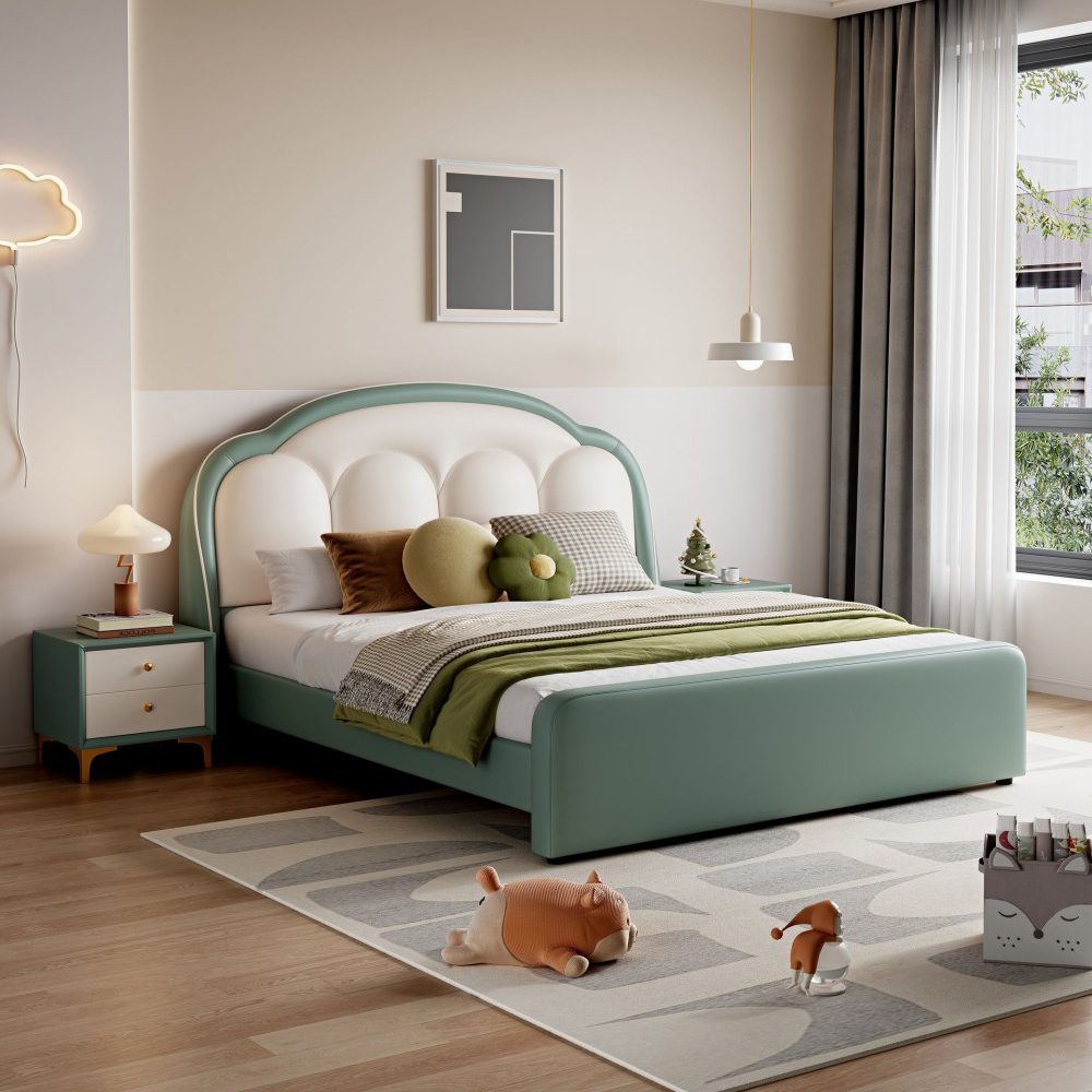 Modern minimalist children’s bed (1.5m) for boys and girls—a single be...