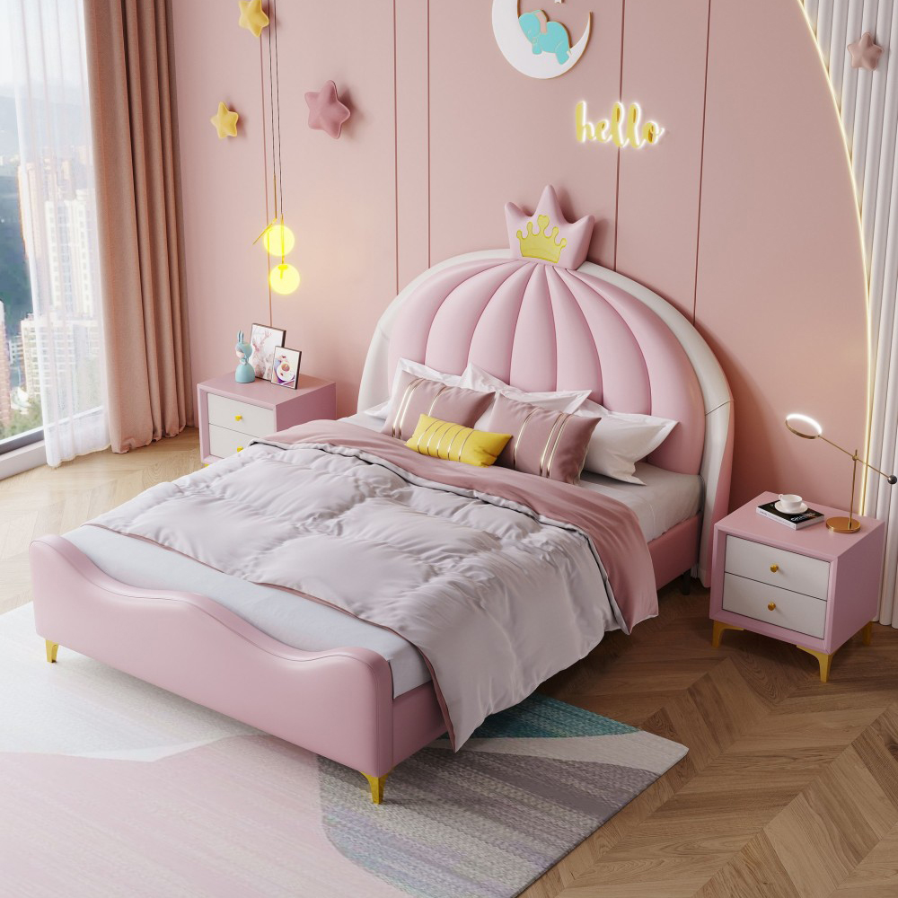 Crown-Style Kids’ Bed for Girls’ Bedrooms – Modern Minimalist Si...