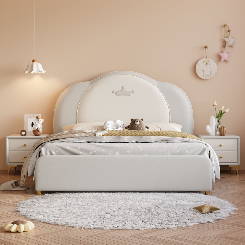 Crown-themed children’s bed, princess-style bed for girls’ rooms, ...