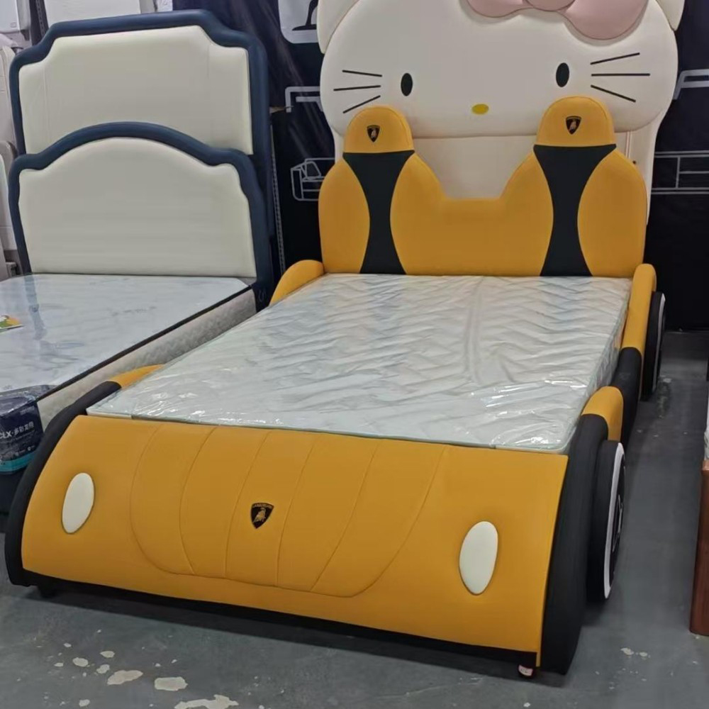 Creative Cartoon Soft-Upholstered Bed for Children – Modern Minimalist Luxur...