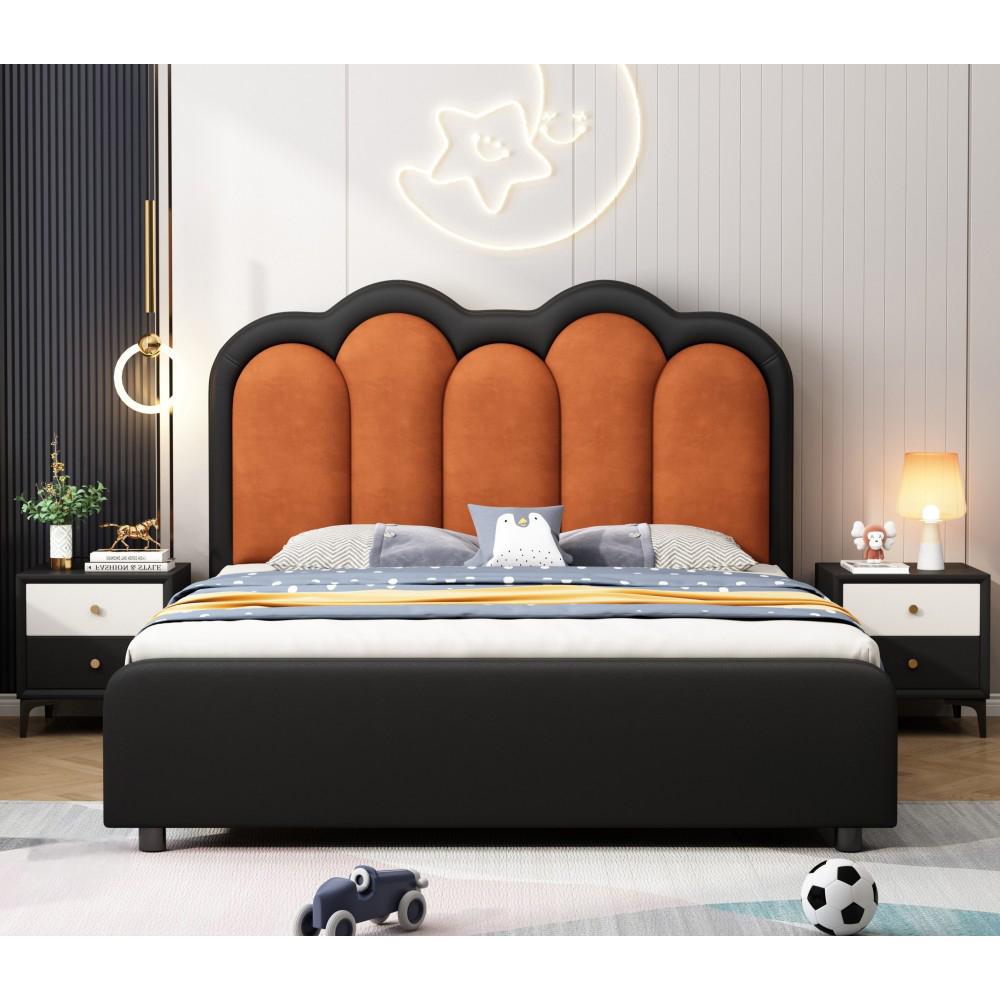 Modern minimalist single bed for boys and girls—cream-style storage bed, 1.5...