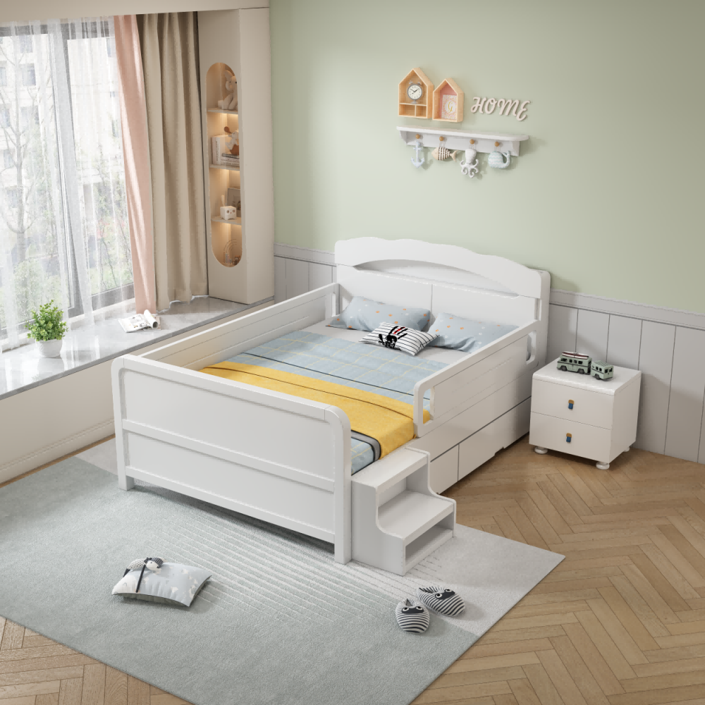 Nordic-style solid wood children’s/student single bed (available in 1.0m and...