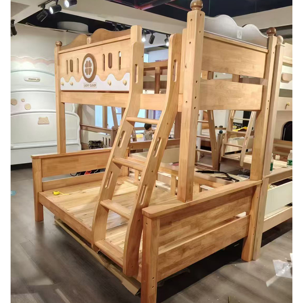 Solid wood bunk bed for children—sturdy, thickened design suitable for compa...