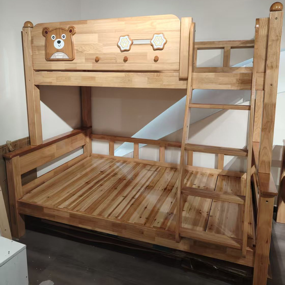 Solid wood bunk bed—eco-friendly, multifunctional, and space-saving—featur...
