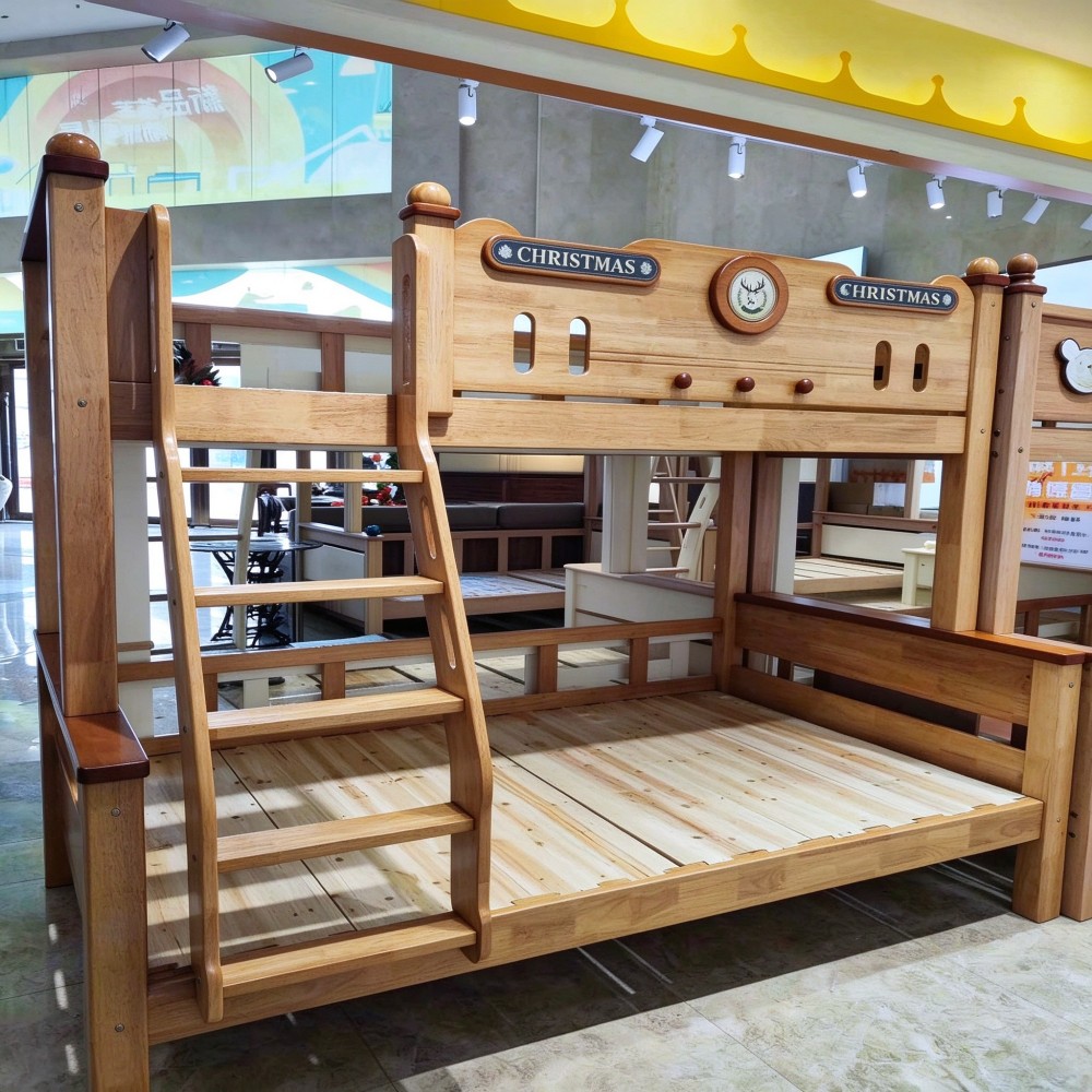 Solid wood heavy-duty children’s bunk bed—multifunctional, separable, ...