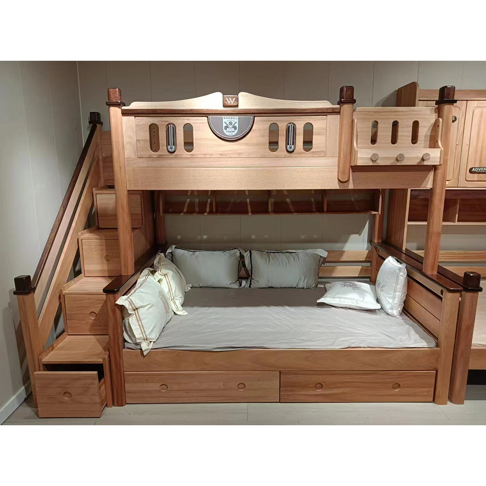 Solid Red Sandalwood Bunk Bed (Natural Wood Finish) – Suitable for Children ...