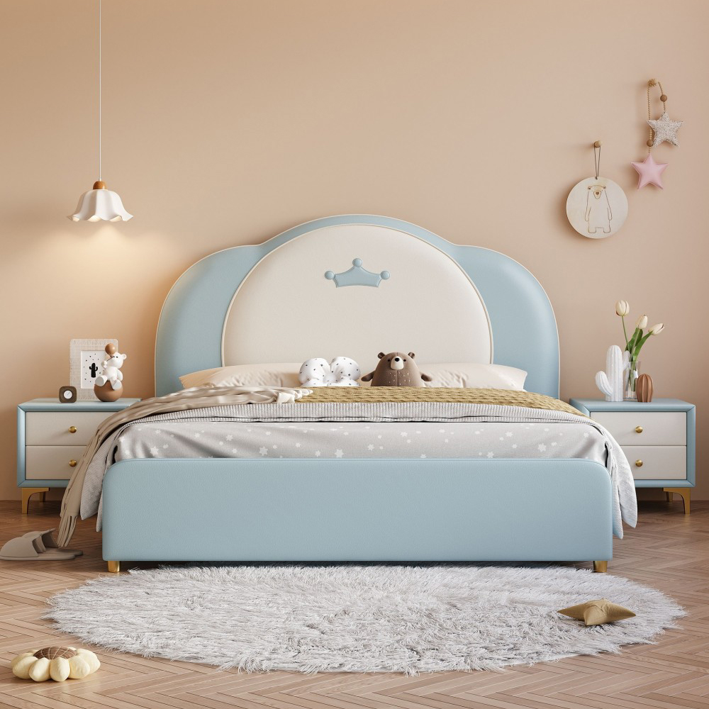 Crown-themed children’s bed, princess-style bed for girls’ rooms, ...