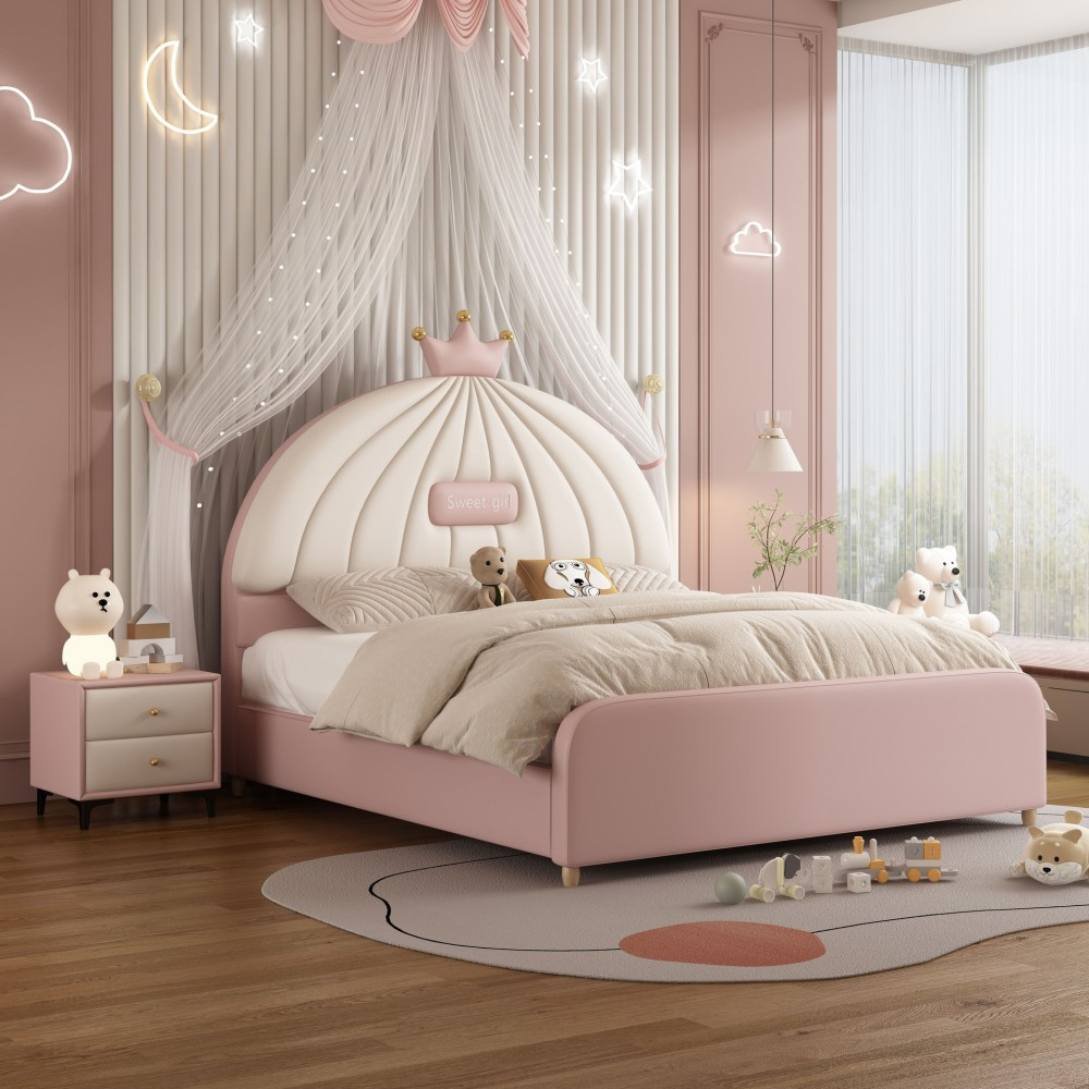 Crown-Themed Kids’ Bed for Girls – Dreamy Princess-Style, Modern Minim...