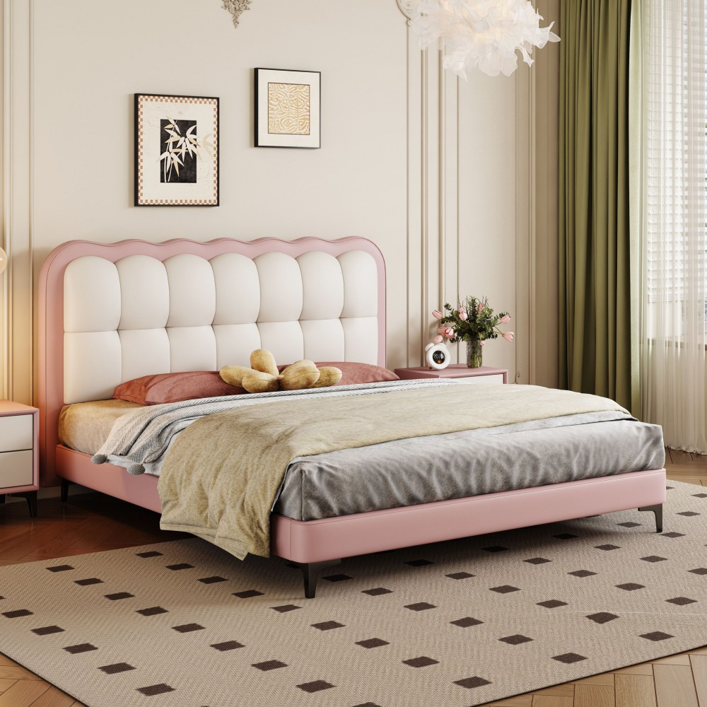 Modern minimalist single bed for children’s bedrooms (1.5m wide), featur...