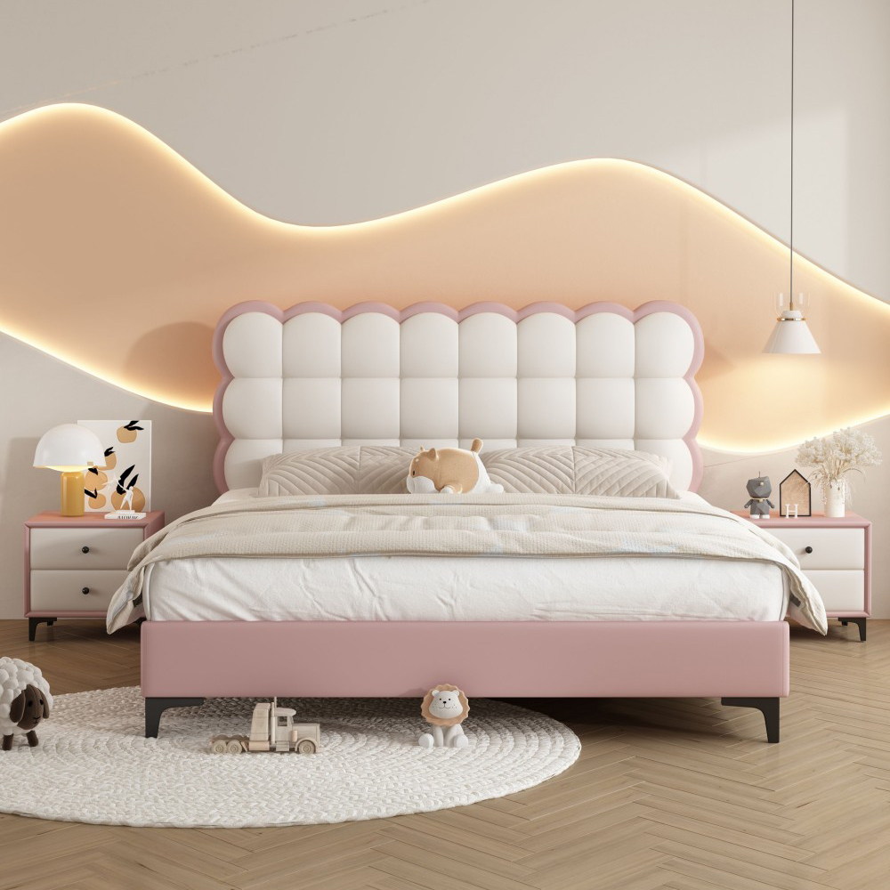 Cream-style children’s bed for boys—a modern, minimalist, and creative...