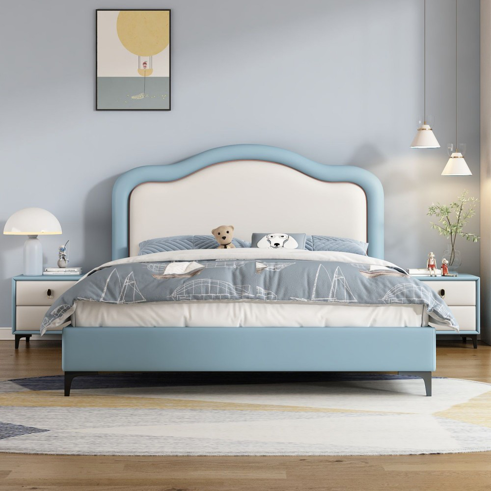 Cream-style children’s bed with storage – 1.5m single bed for boys or girl...