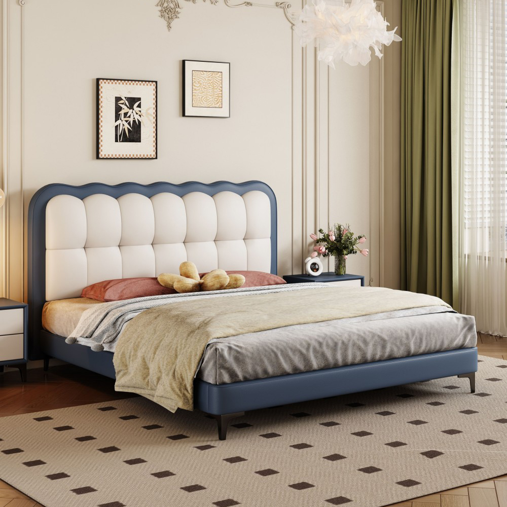 Modern minimalist single bed for children’s bedrooms (1.5m wide), featur...