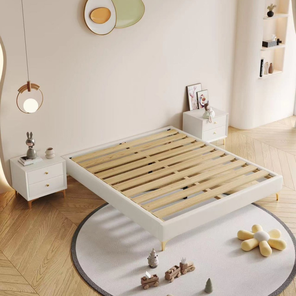 Solid wood tatami-style bed frame—available as a single or double bed (up to...
