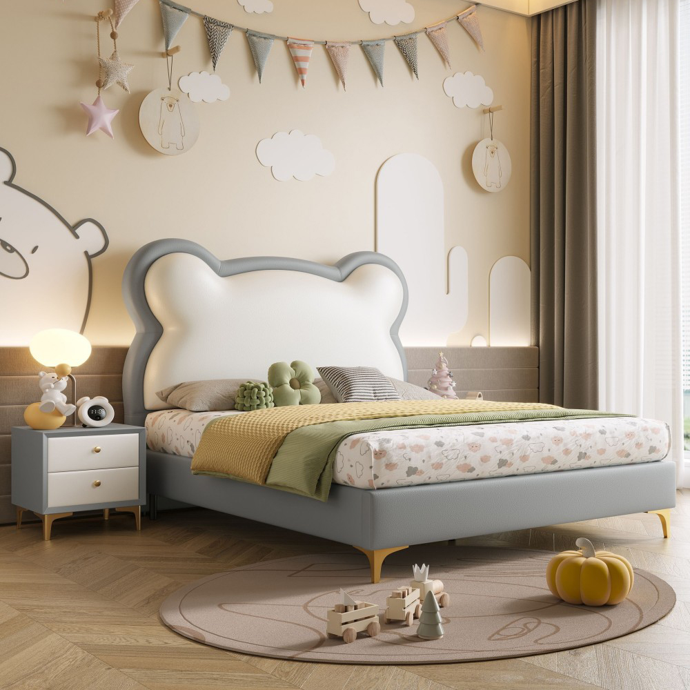 Minimalist cream-style children’s bed for boys and girls—a playful, be...